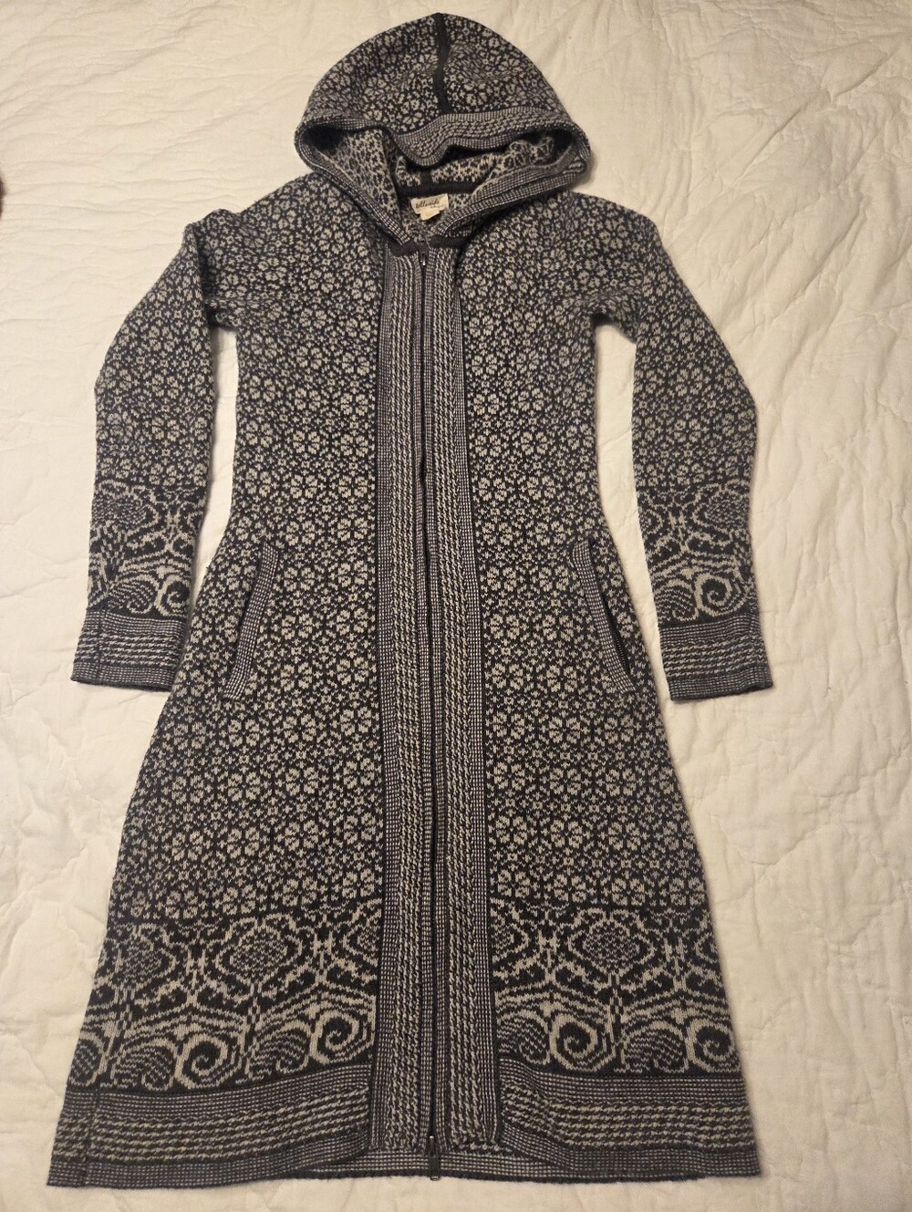 Telluride Clothing Co. Wool Blend Long Hooded Sweater Dress / Duster Cardigan S